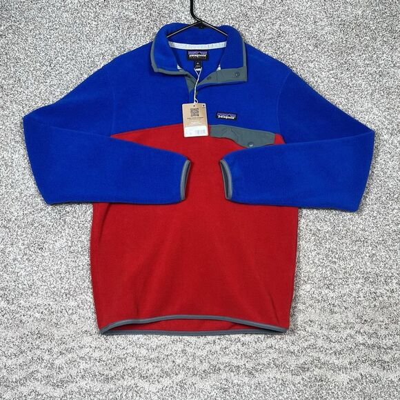 Patagonia Synchilla Snap-T Mens XS Blue Red Pullover Outdoor‎ Fleece Hiking New - Picture 1 of 10